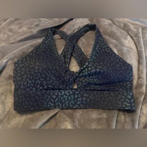NWT: Fabletics Black and Blue Leopard Patterned Sports Bra